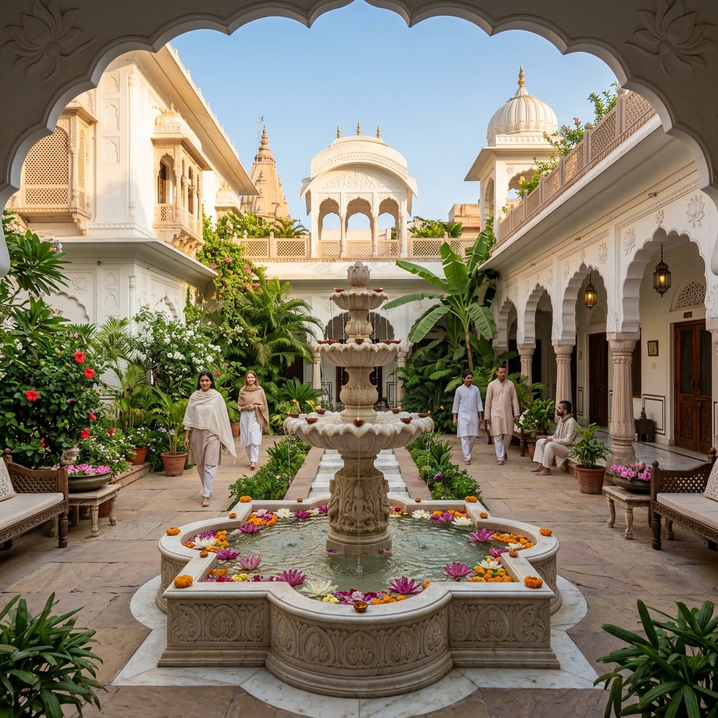 Courtyard of ISKCON Vrindavan Guest House